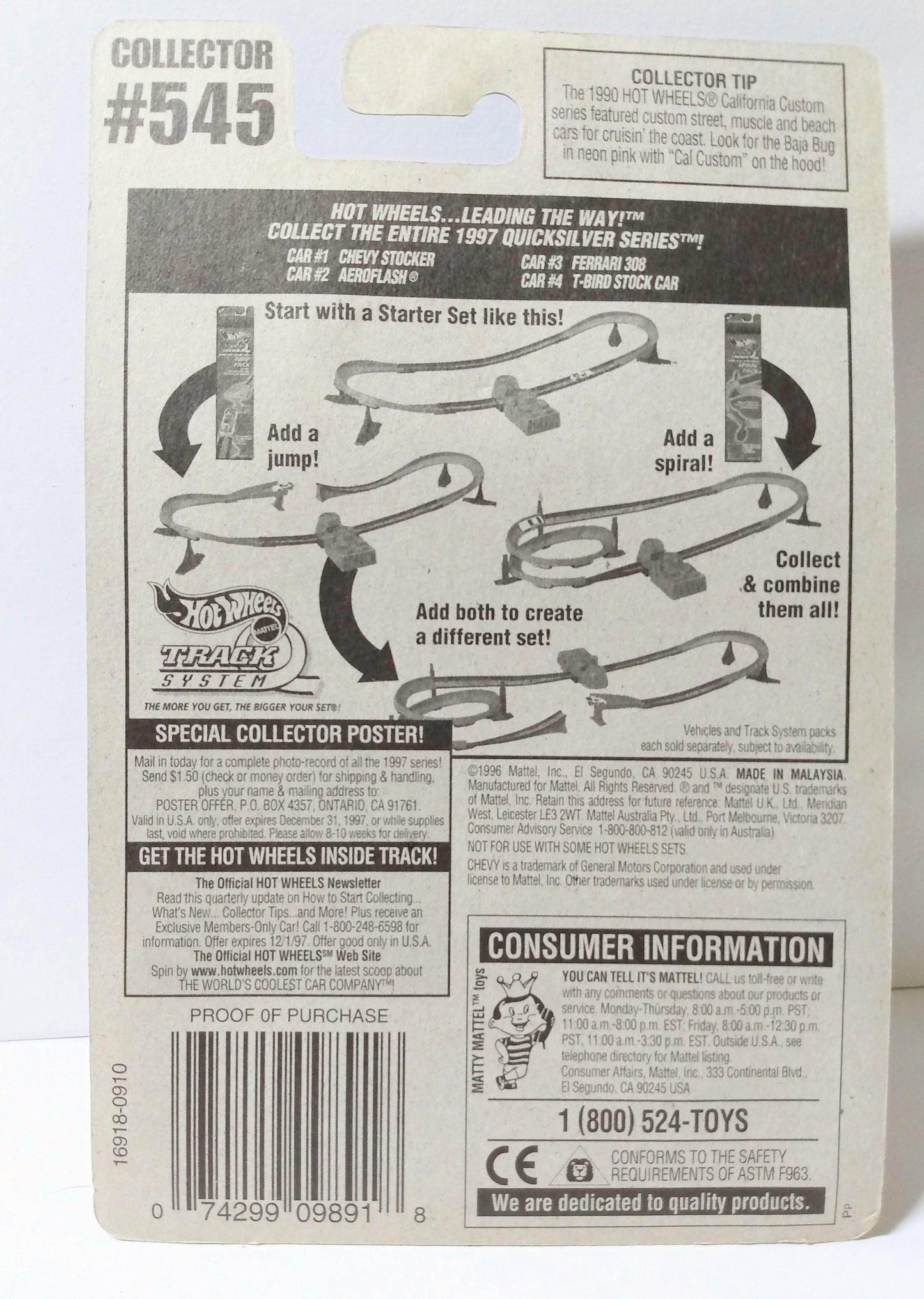 Hot Wheels Quicksilver Series Chevy Stocker Collector #545 1998 - TulipStuff