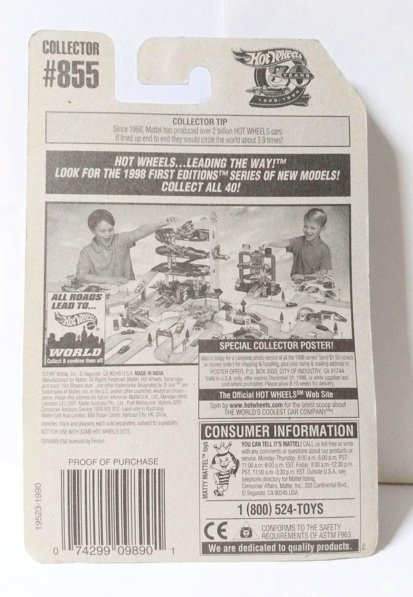 Hot Wheels Collector #855 Ferrari F50 Convertible India 1999 - TulipStuff