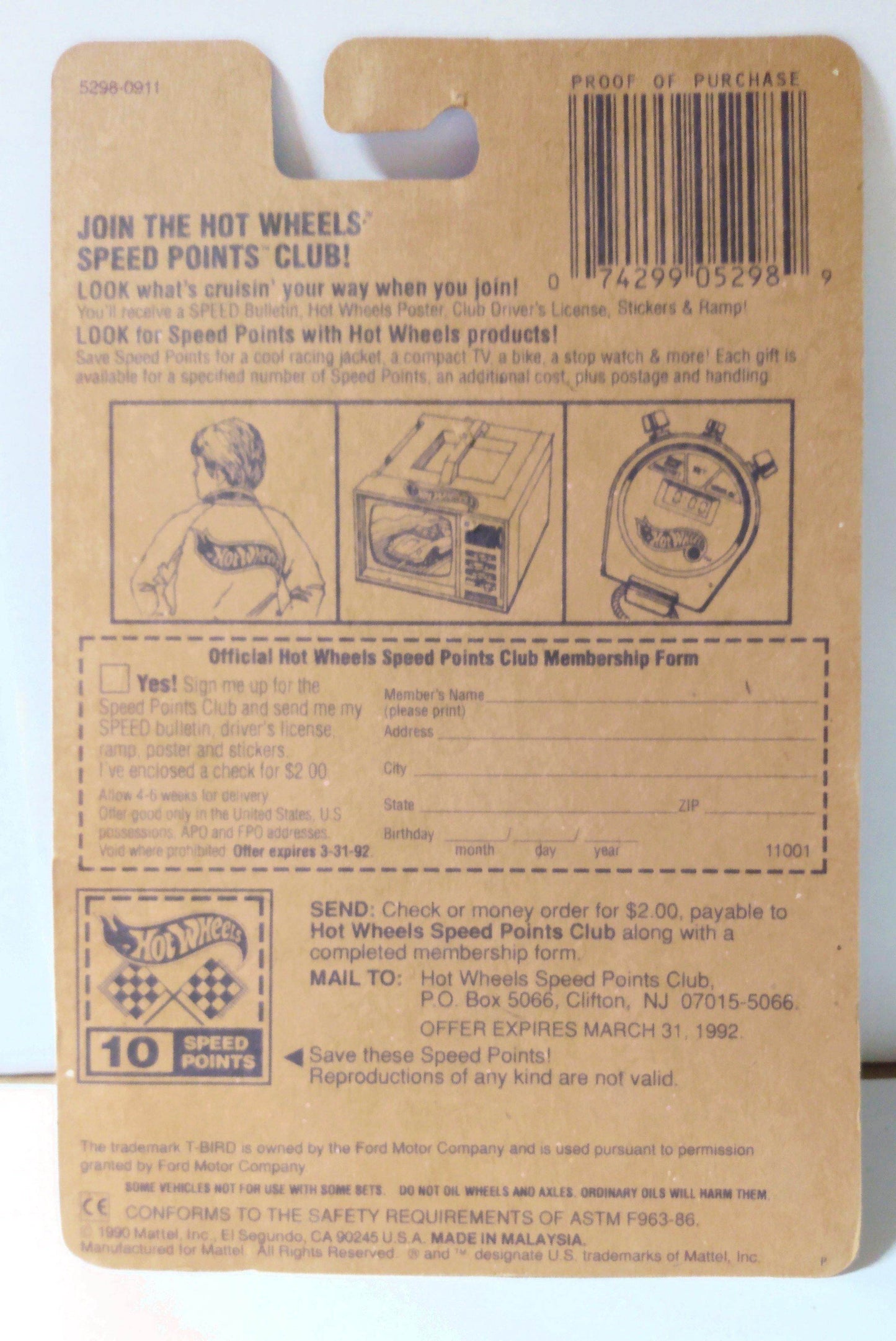 Hot Wheels Collector #88 T-Bird Stocker Ford Thunderbird Havoline 1991 - TulipStuff