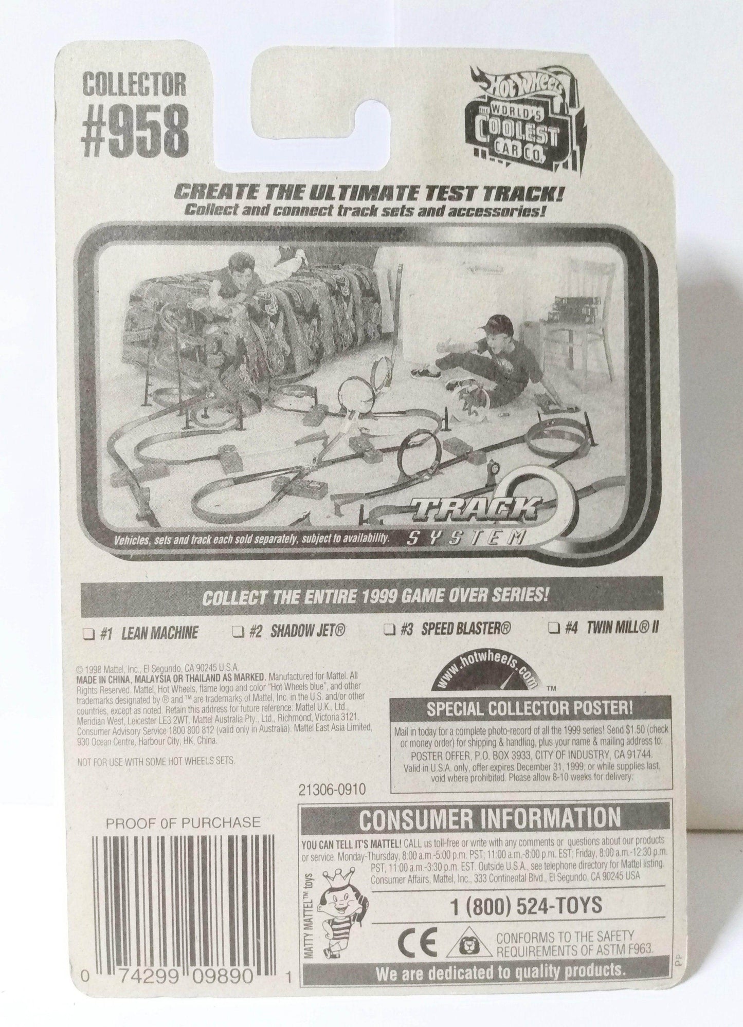 Hot Wheels Game Over Shadow Jet Collector #958 1999 - TulipStuff