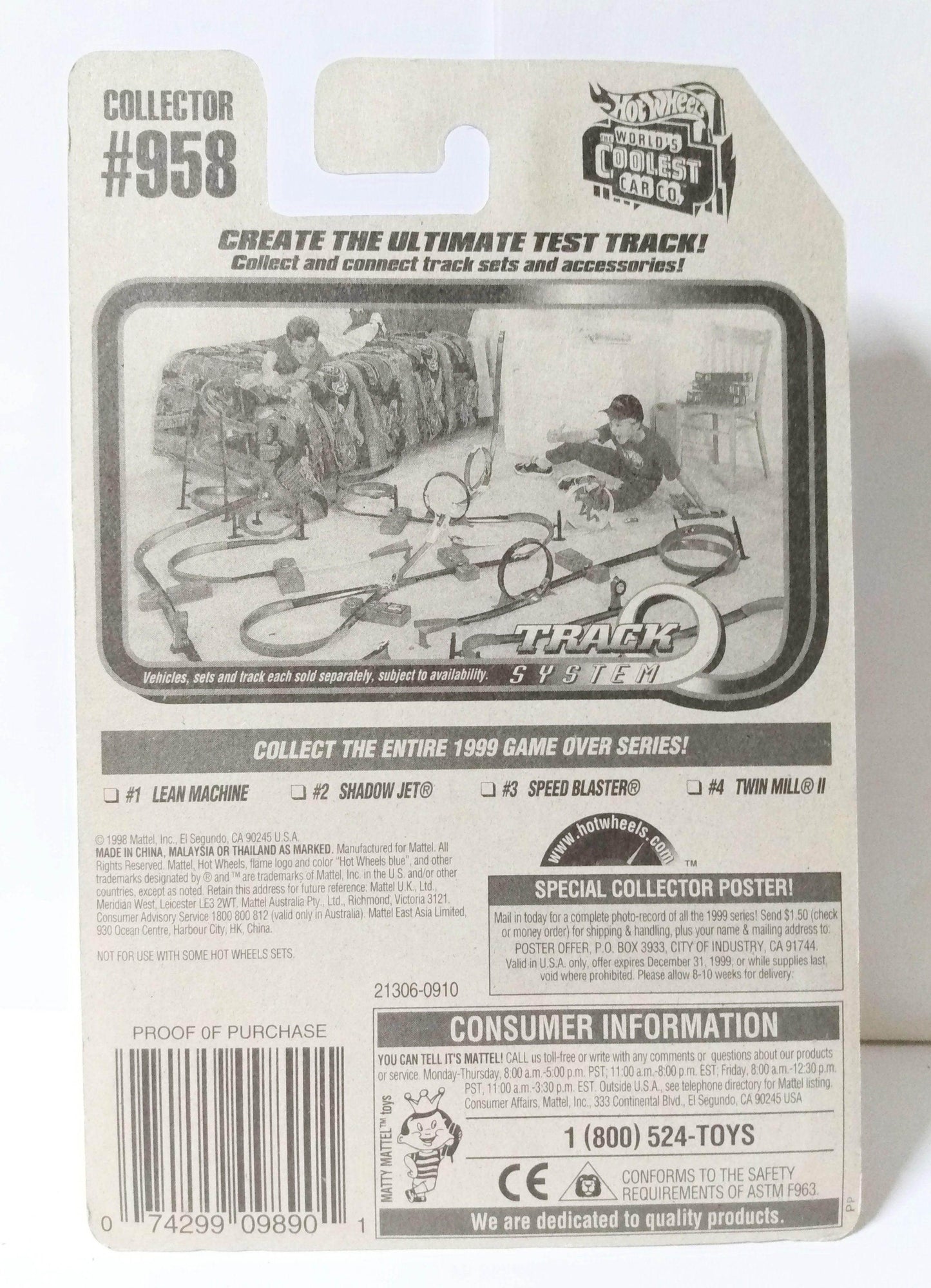 Hot Wheels Game Over Shadow Jet Collector #958 1999 - TulipStuff