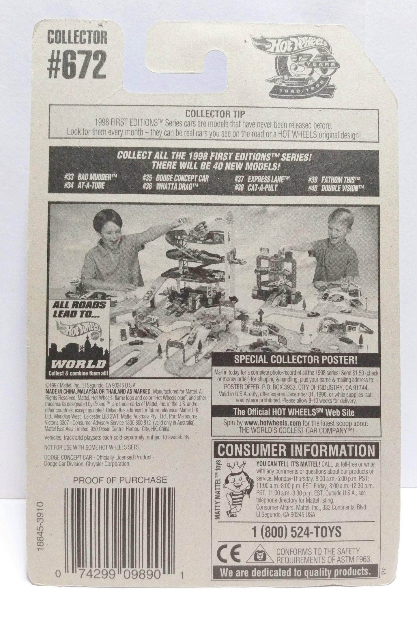 Hot Wheels 1998 First Editions Dodge Concept Car Collector #672 - TulipStuff