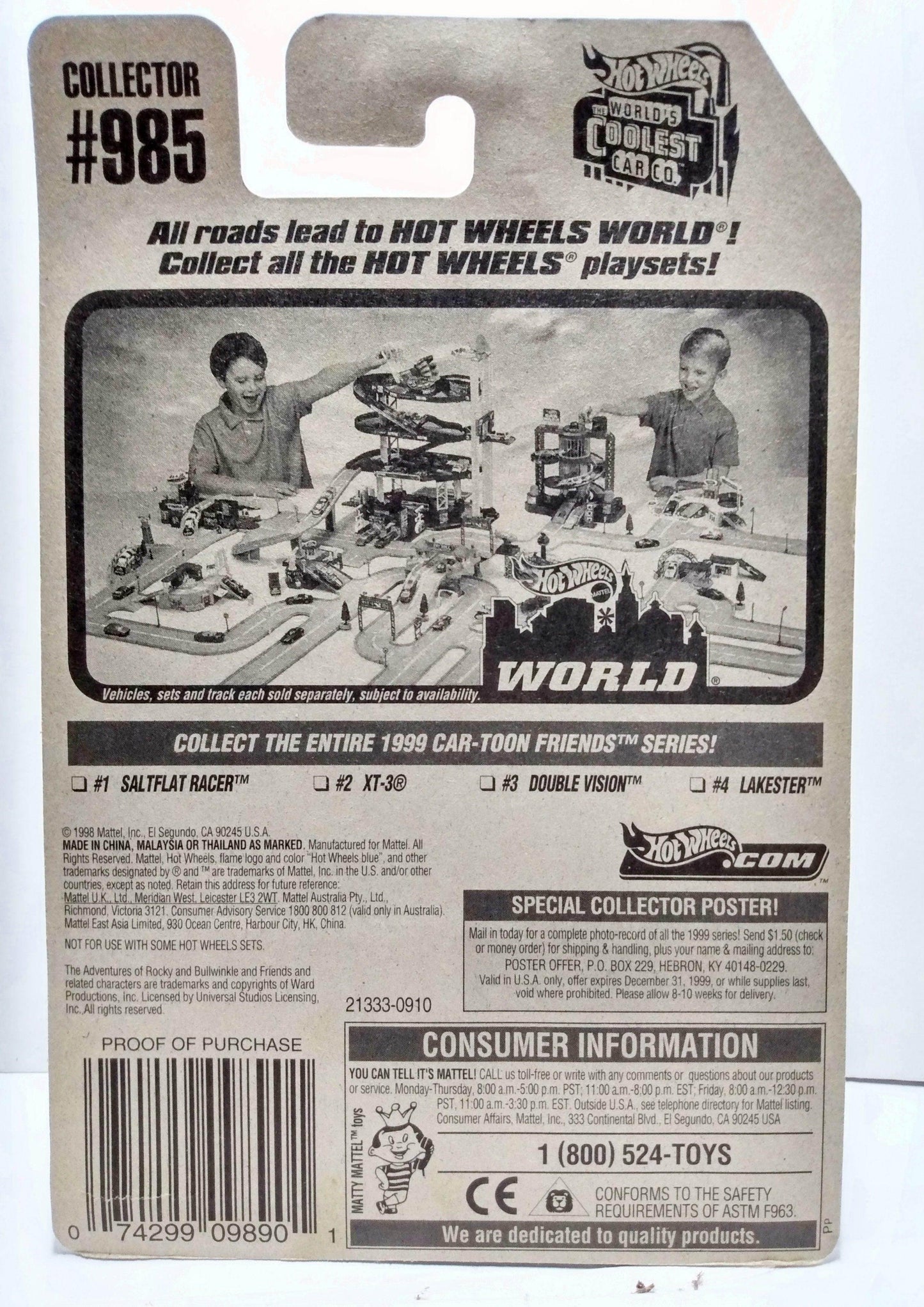 Hot Wheels Car-toon Friends Series Saltflat Racer Collector #985 1998 - TulipStuff