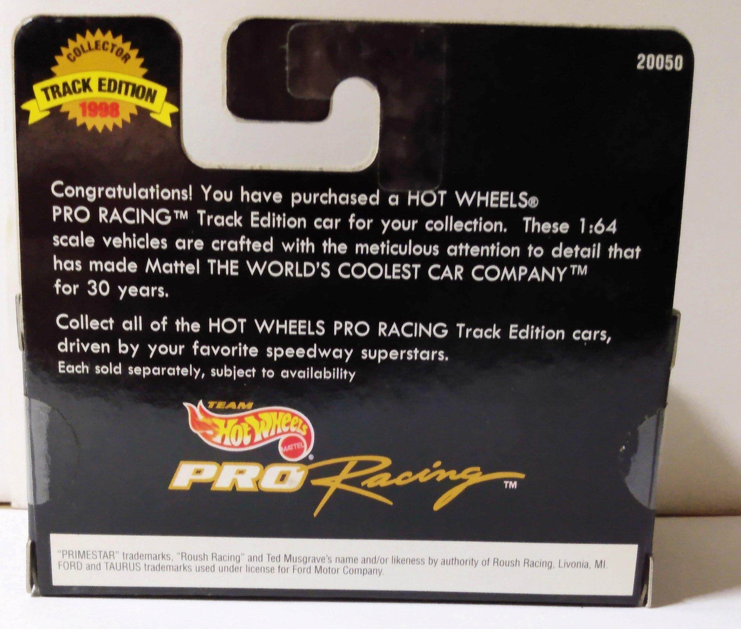 Hot Wheels 1998 Pro Racing Track Edition Ted Musgrave Primestar Taurus - TulipStuff