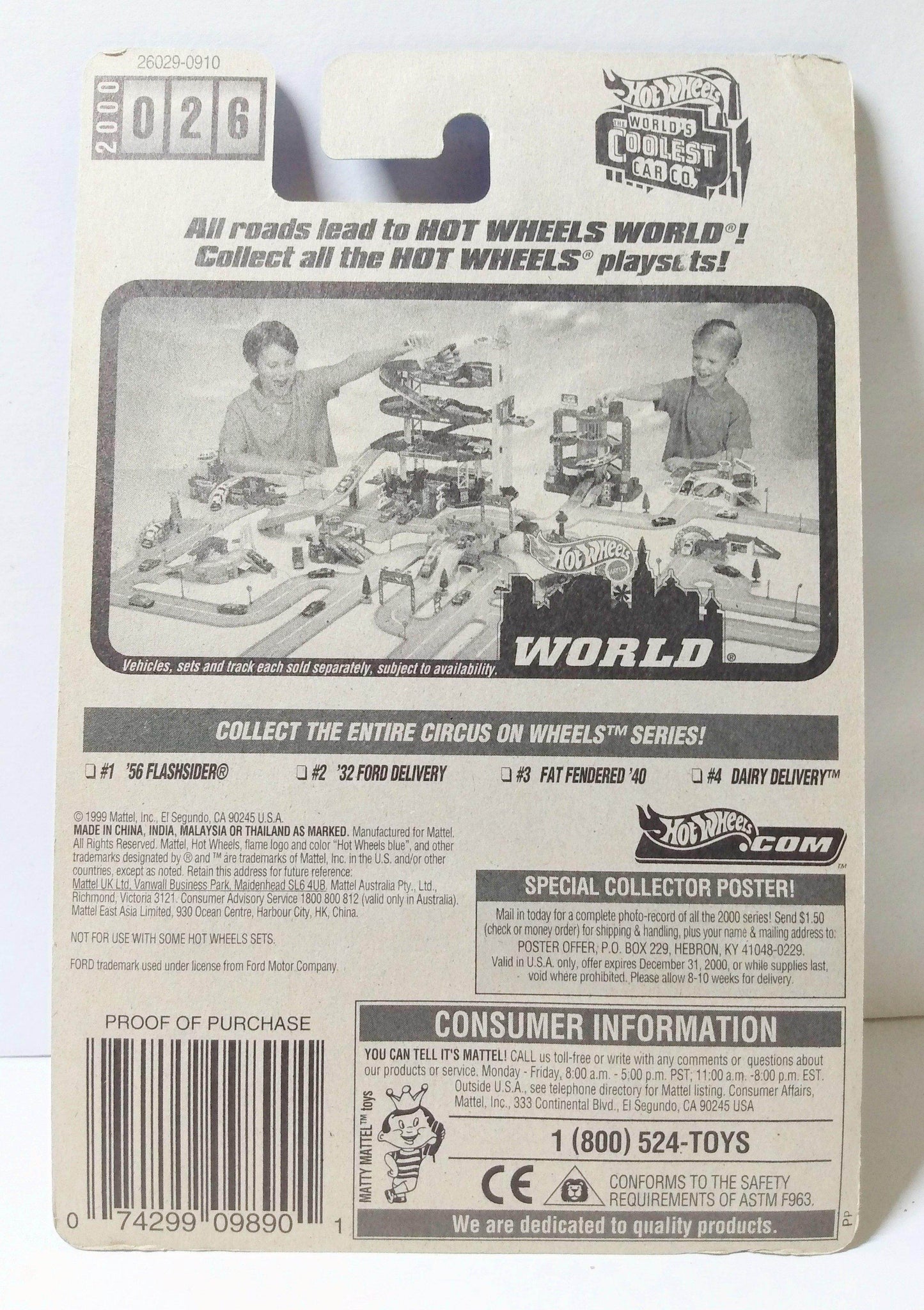 Hot Wheels Circus On Wheels '32 Ford Delivery Van 2000 Collector #026 - TulipStuff