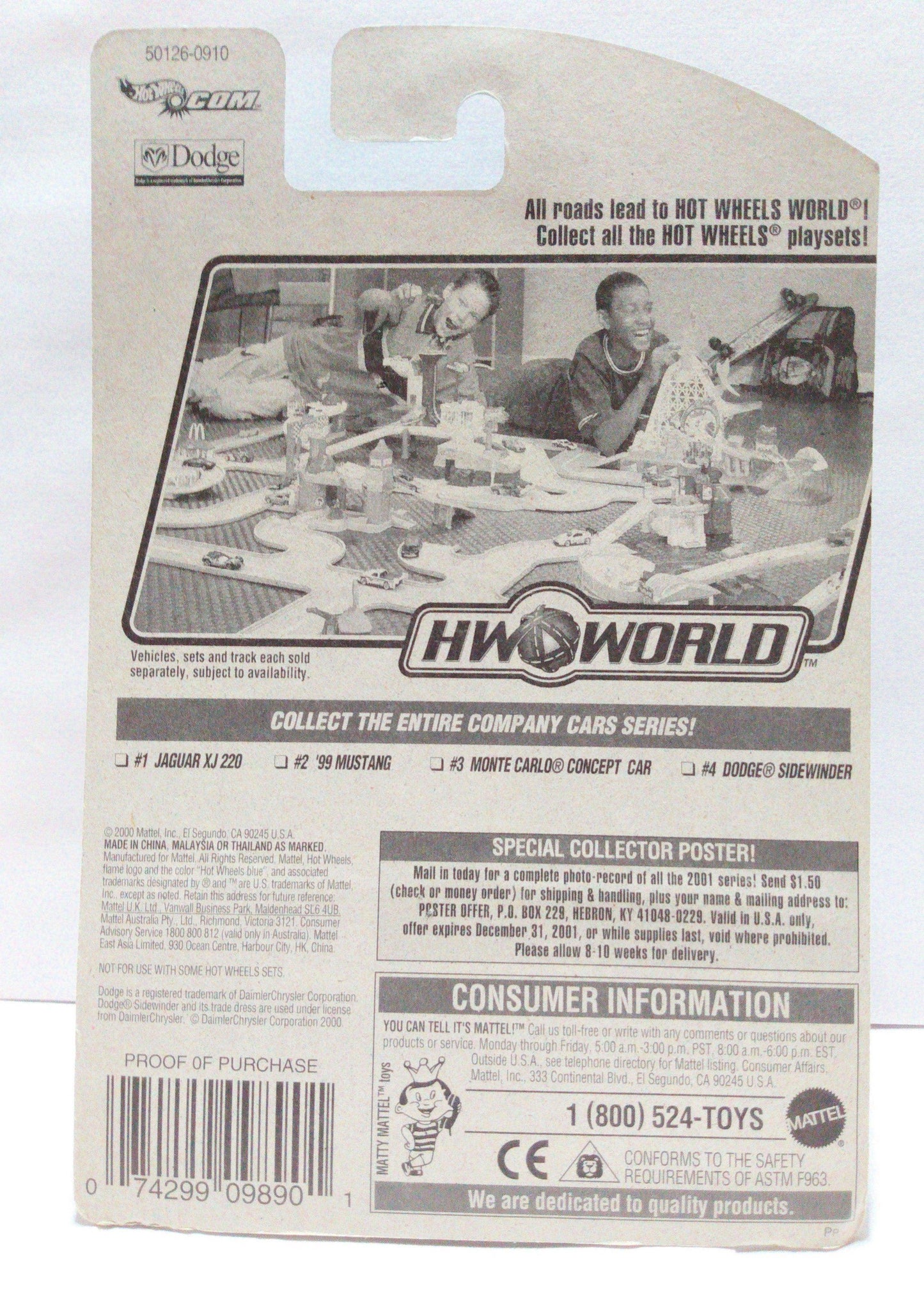 Hot Wheels Company Cars Series Dodge Sidewinder 2001 #088 - TulipStuff