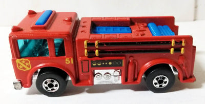 Hot Wheels 9640 Fire-Eater Fire Engine Truck Hong Kong 1977 bw - TulipStuff