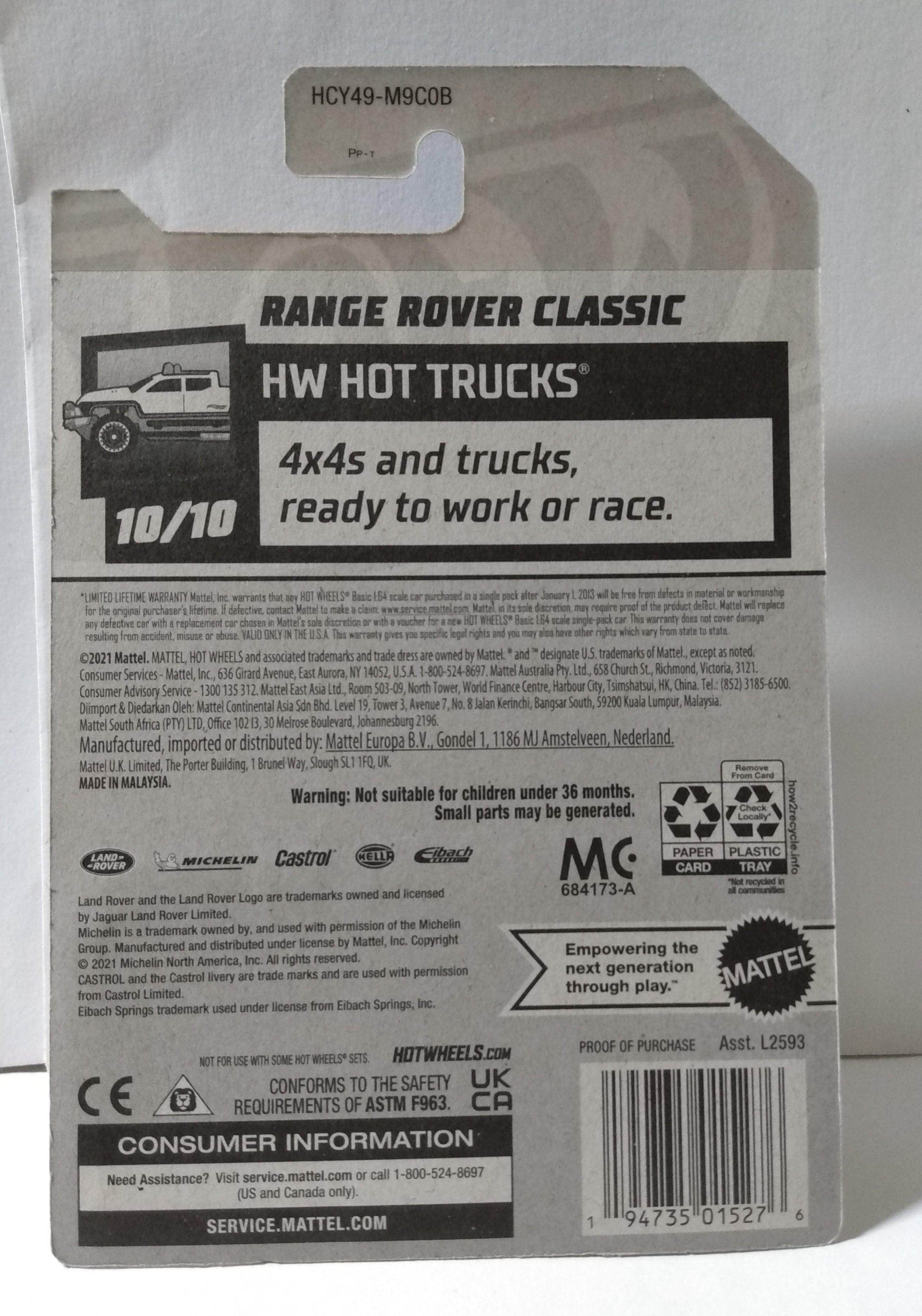 Hot Wheels HW Hot Trucks Range Rover Classic 2021 White #245 - TulipStuff
