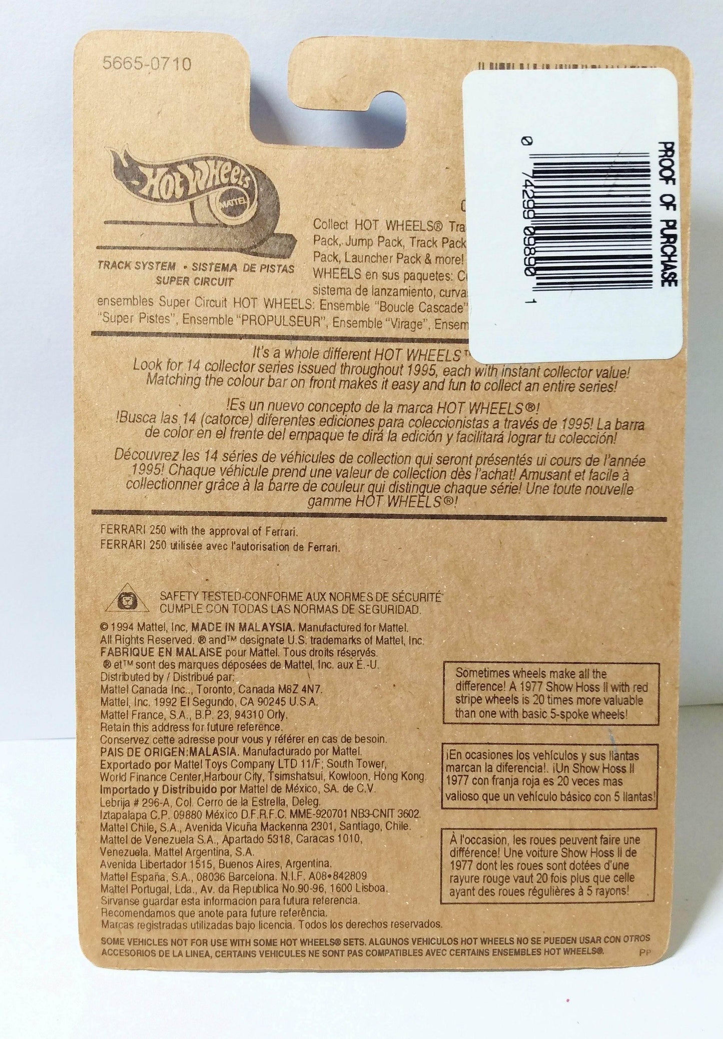 Hot Wheels 5665 Ferrari 250 Canada International Card 1994 - TulipStuff