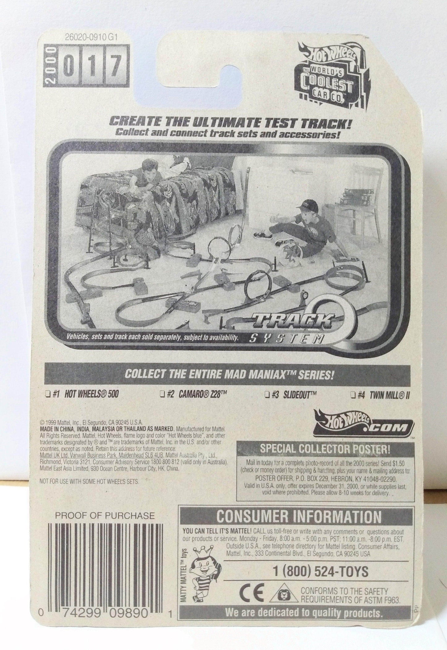 Hot Wheels Mad Maniax Hot Wheels 500 Indy Racer 2000 #017 - TulipStuff