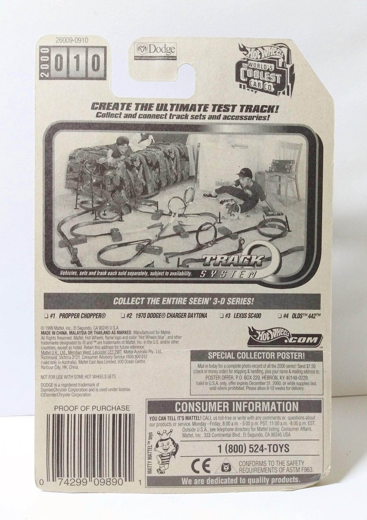 Hot Wheels Seein 3-D Series 1970 Dodge Charger Daytona 2000 #010 - TulipStuff