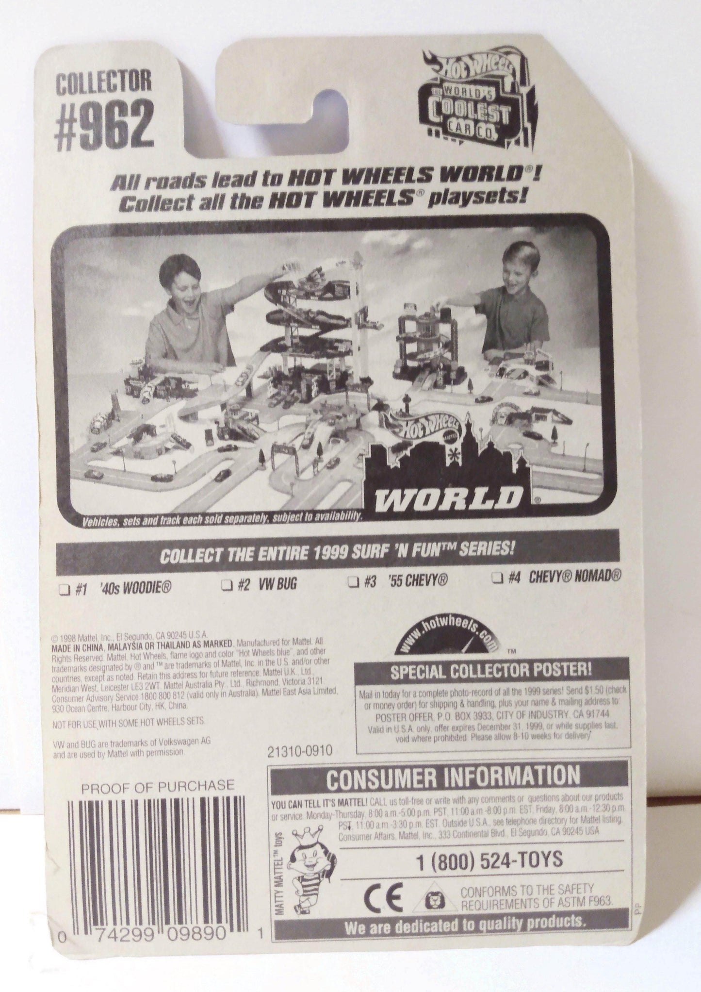 Hot Wheels Surf 'N Fun Series VW Bug Volkswagen Beetle Collector 962 - TulipStuff