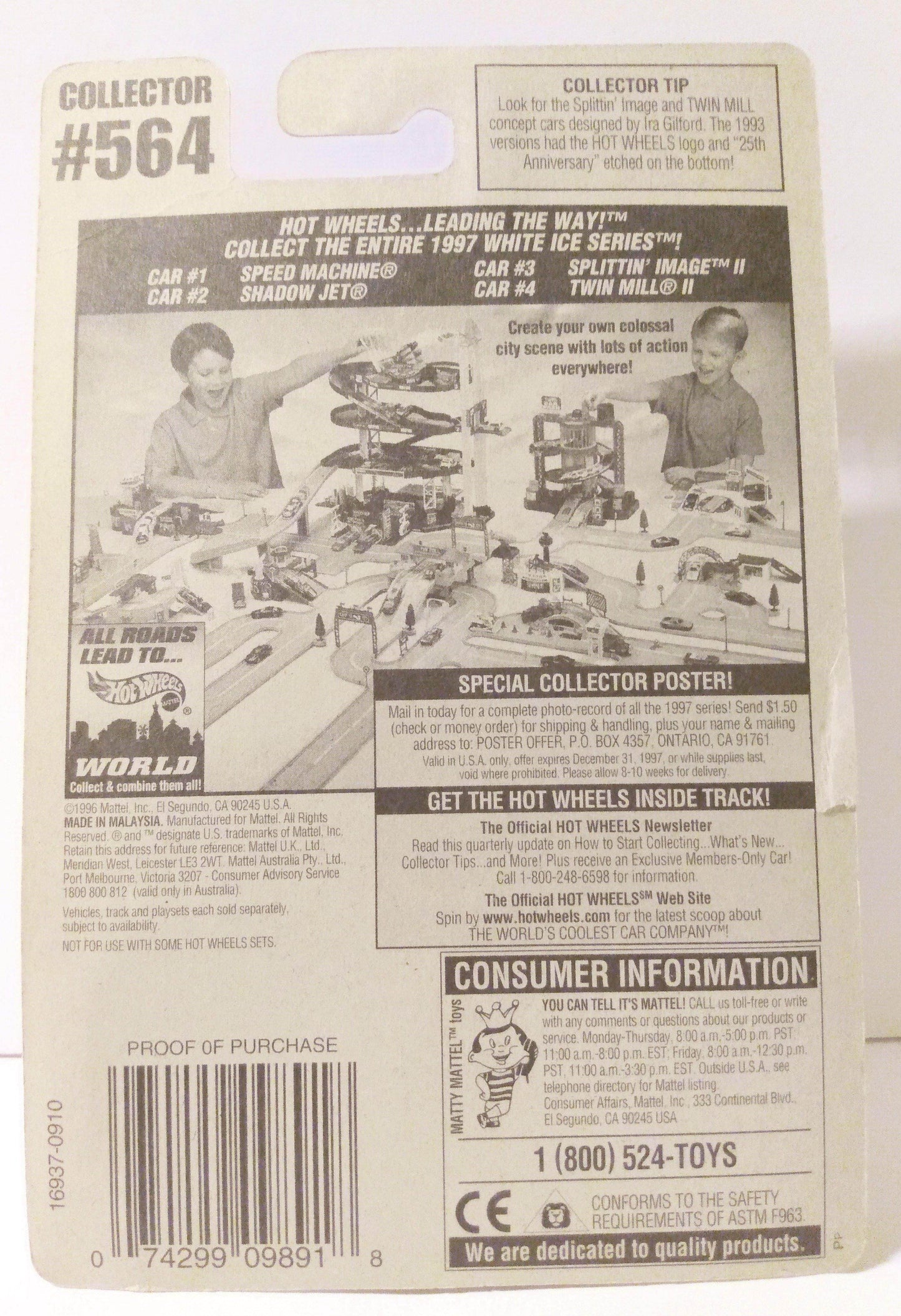 Hot Wheels White Ice Series Twin Mill II 1996 #564 - TulipStuff