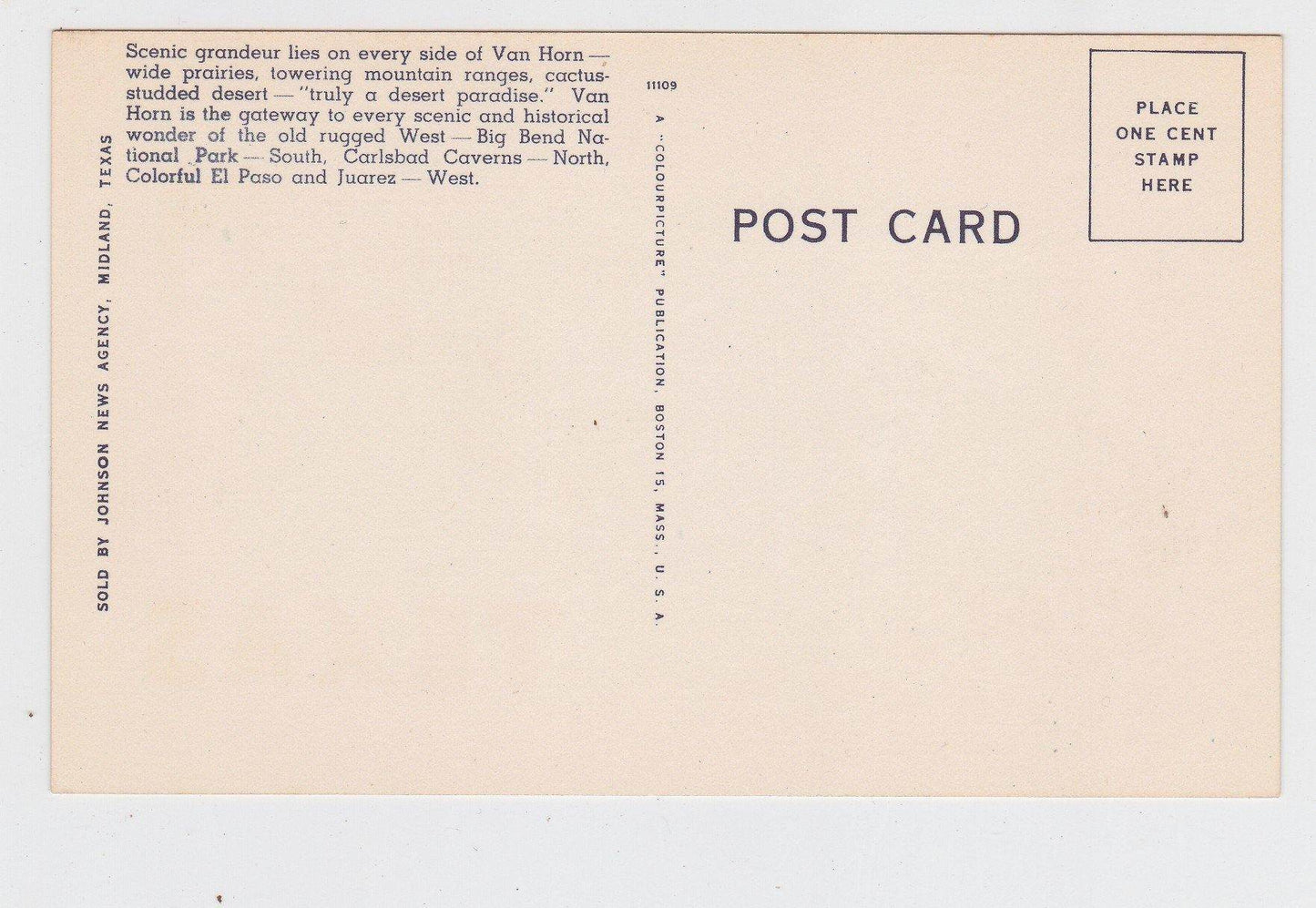 Greetings from Van Horn Texas Large Letter Linen Postcard 1940's - TulipStuff