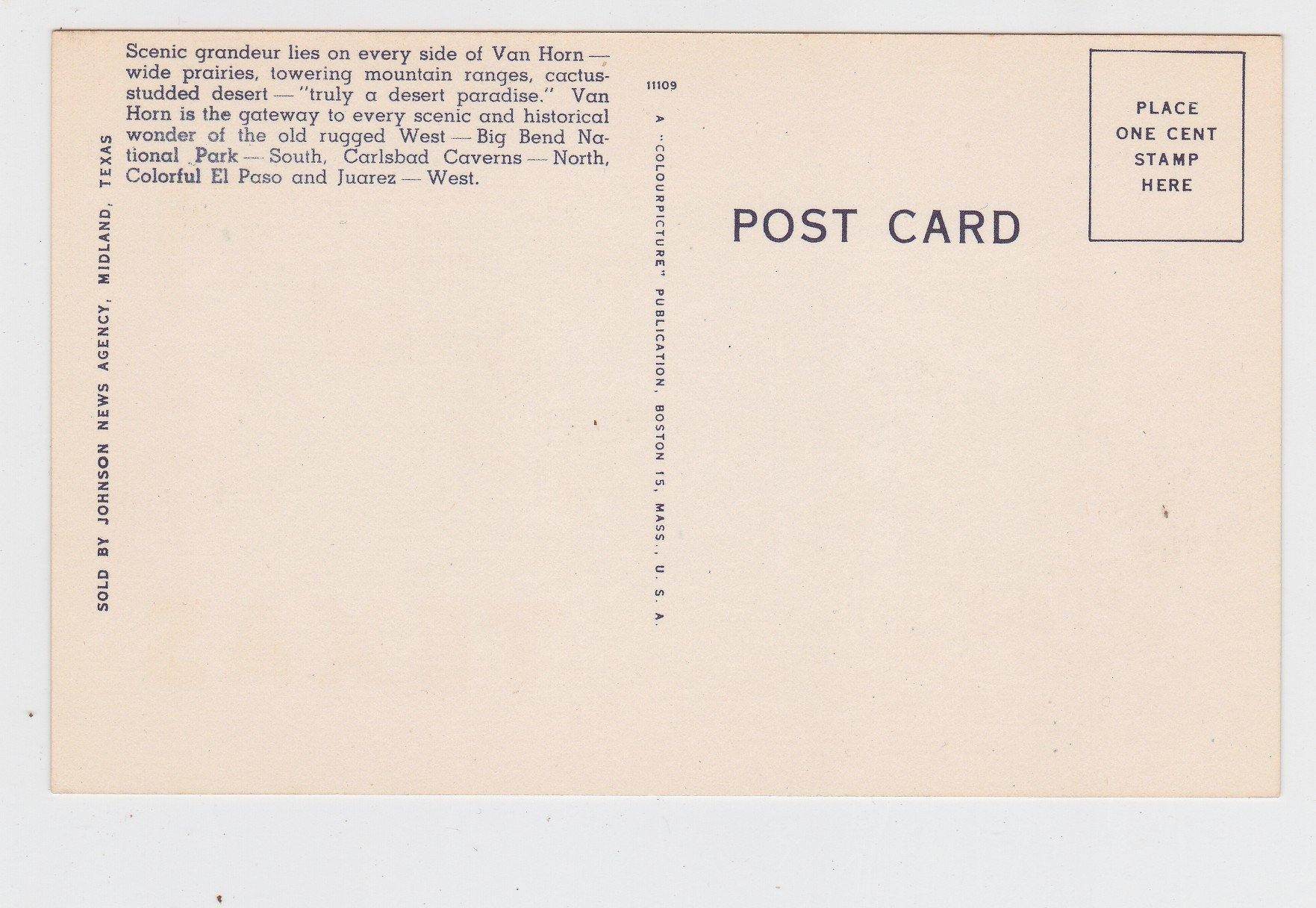 Greetings from Van Horn Texas Large Letter Linen Postcard 1940's - TulipStuff