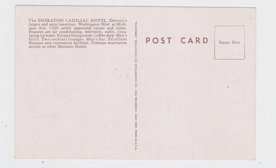 Sheraton-Cadillac Hotel Detroit Michigan Postcard 1950's - TulipStuff