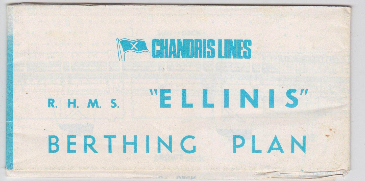 Chandris Lines RHMS Ellinis Berthing Plan Cruise Ship Deck Plans July 1972 - TulipStuff