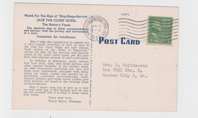 Jack Tar Court Hotel Hot Springs Arkansas linen Postcard 1940's - TulipStuff