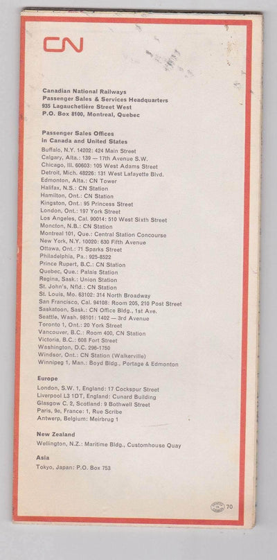 CN Across Canada 1969 Canadian National Railways Railroad Map Brochure - TulipStuff