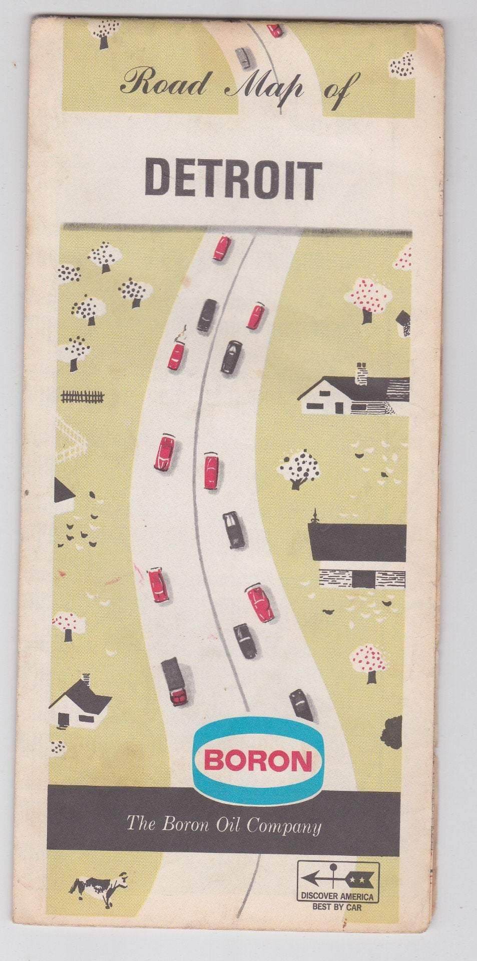 Boron Oil 1972 Road Map of Detroit and Vicinity - TulipStuff
