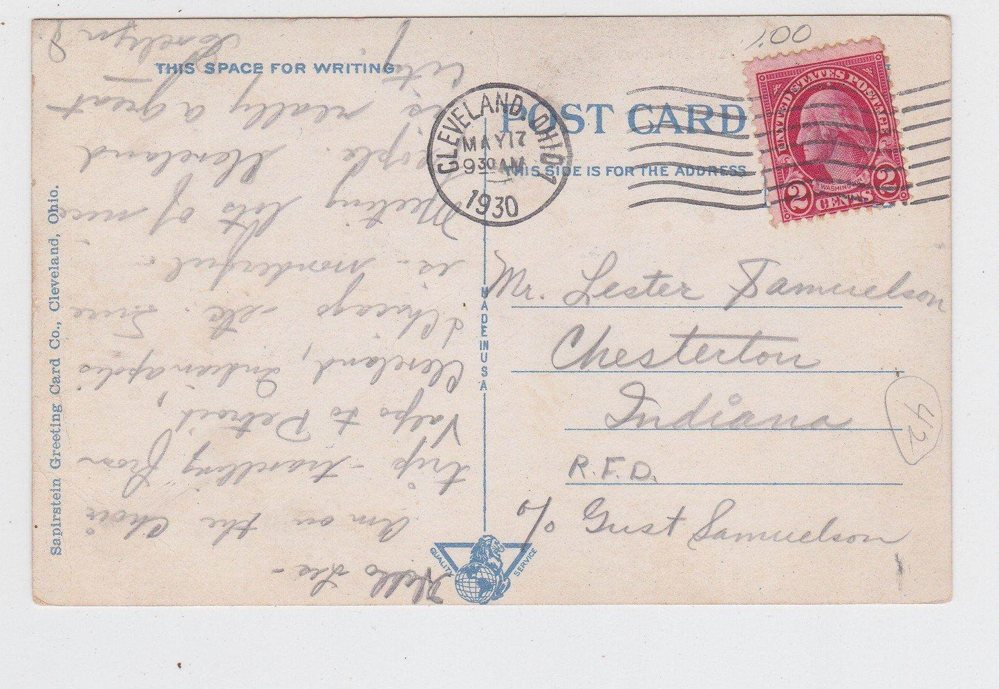 Cleveland Ohio Public Square Showing Terminal Tower Postcard late 1920's - TulipStuff