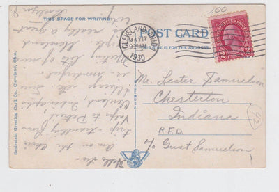 Cleveland Ohio Public Square Showing Terminal Tower Postcard late 1920's - TulipStuff