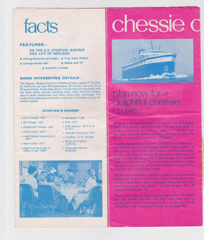 C&O Cross Lake Michigan Autoferry Service Schedule 1971 Brochure - TulipStuff