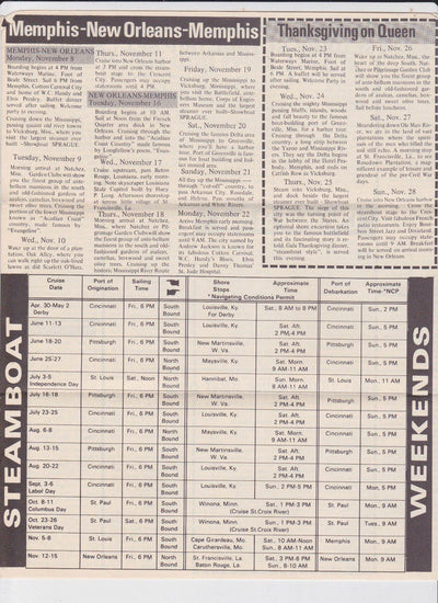 Delta Queen Steamboat 1971 Itineraries Brochure - TulipStuff