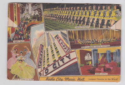 Greetings From Rockefeller Center New York City 1940's Linen Postcard Booklet 18 Views - TulipStuff