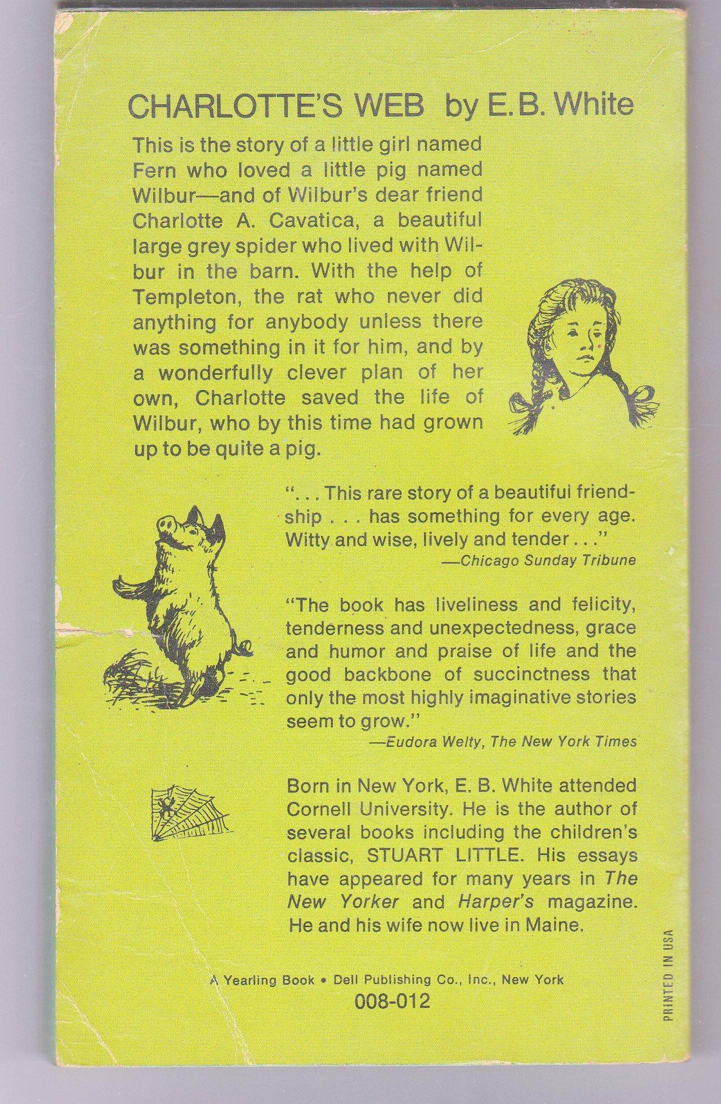 Charlotte's Web by E.B. White Children's Book Published 1972 by Dell Yearling - TulipStuff