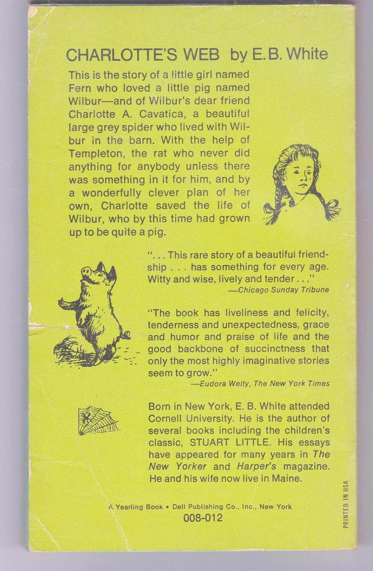 Charlotte's Web by E.B. White Children's Book Published 1972 by Dell Yearling - TulipStuff