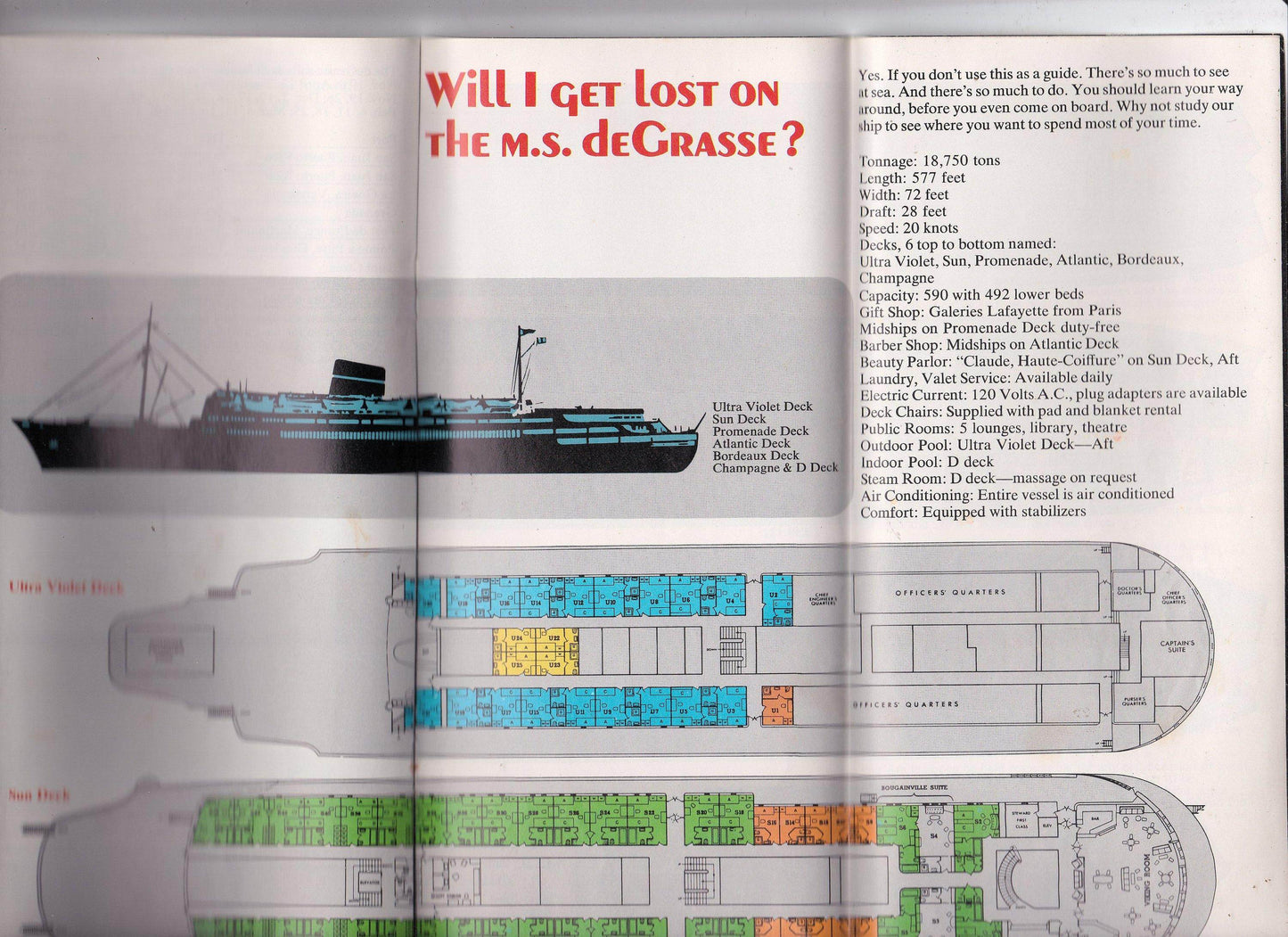French Line ms De Grasse Pan Am 1972-73 Gourmet Caribbean Fly Cruises Brochure - TulipStuff