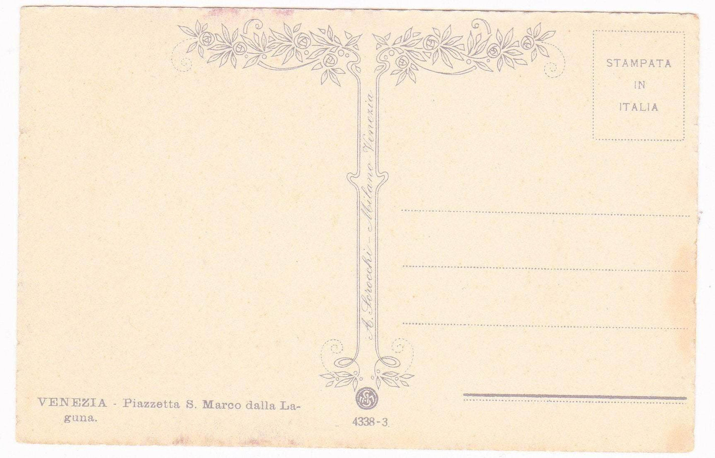 Venezia Piazzetta S Marco Dalla Laguna Venice Italy 1920's Vintage Postcard - TulipStuff