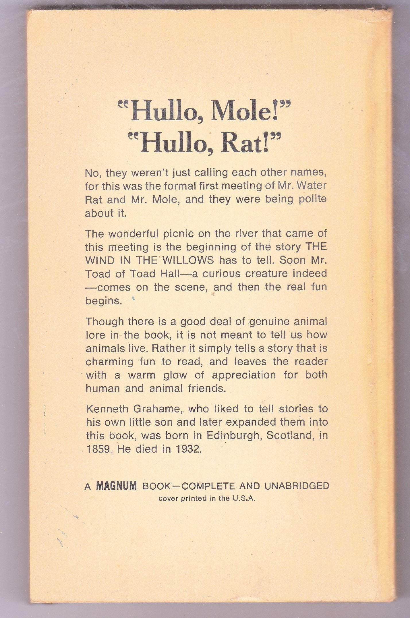 The Wind In The Willows Kenneth Grahame Magnum Easy Eye Edition 1967 Paperback Book - TulipStuff