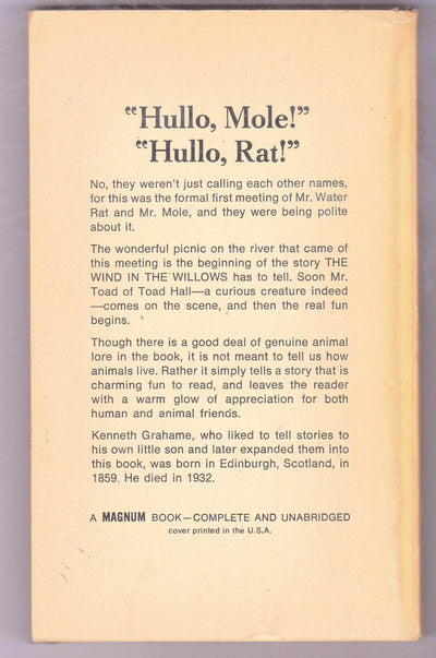 The Wind In The Willows Kenneth Grahame Magnum Easy Eye Edition 1967 Paperback Book - TulipStuff