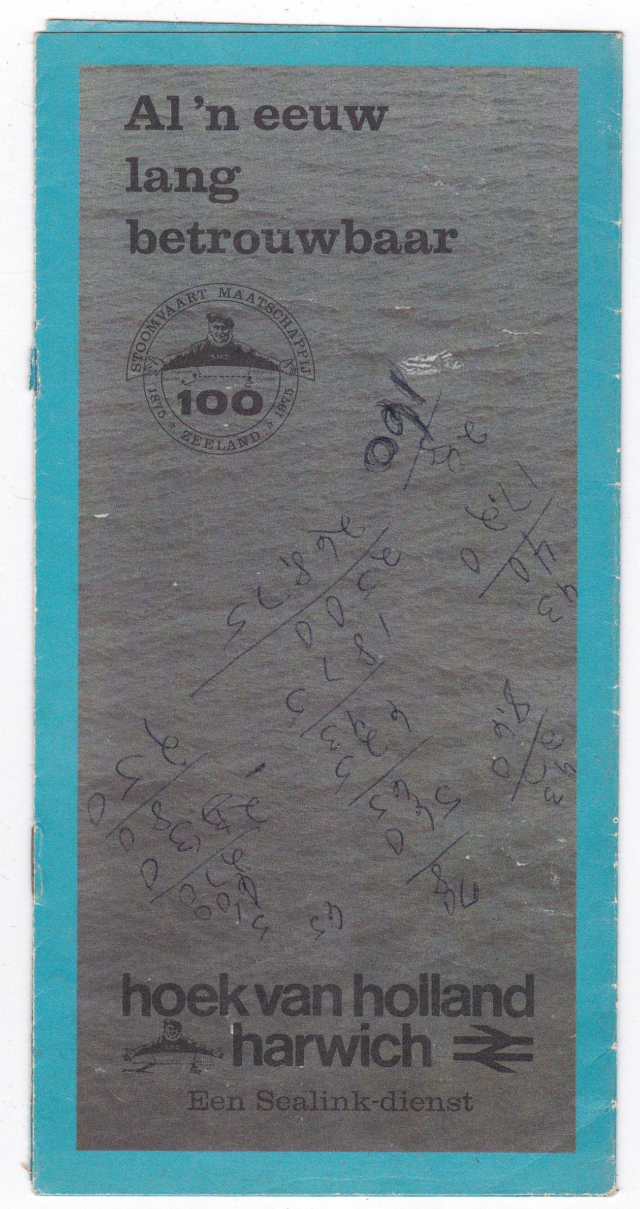 Sealink 1975 Car Ferry St Edmund Hoek van Holland Harwich Dutch Brochure - TulipStuff