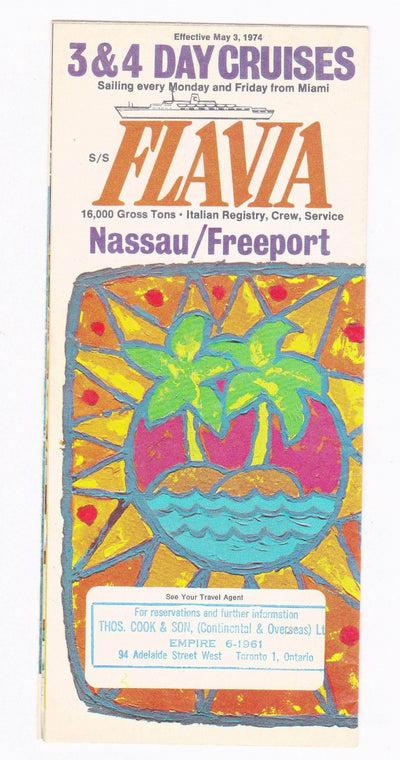 Costa Line ss Flavia 1974 Nassau Freeport Cruise Brochure - TulipStuff