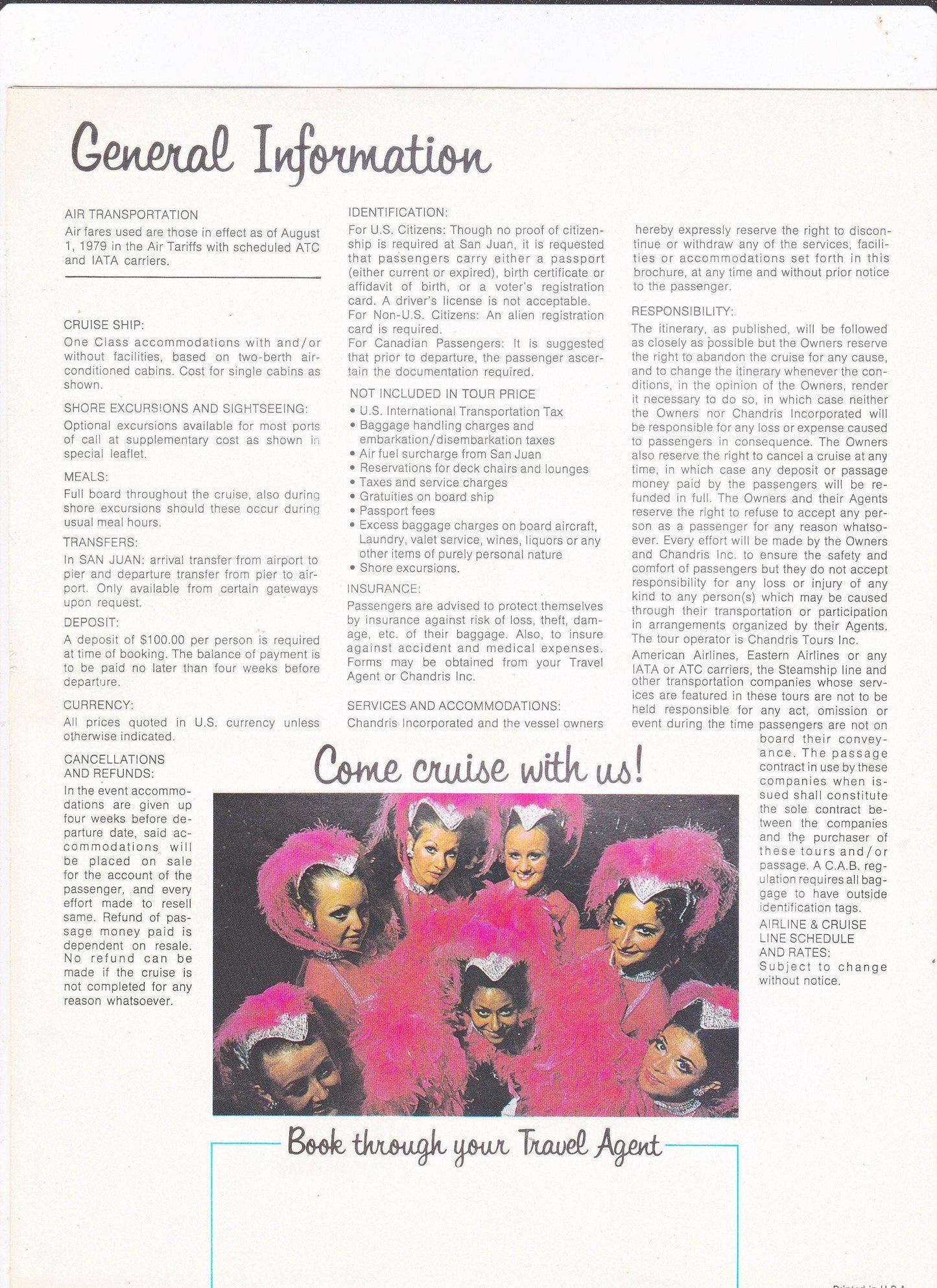 Chandris Cruises The Victoria 1979/80 Caribbean Cruises Brochure - TulipStuff