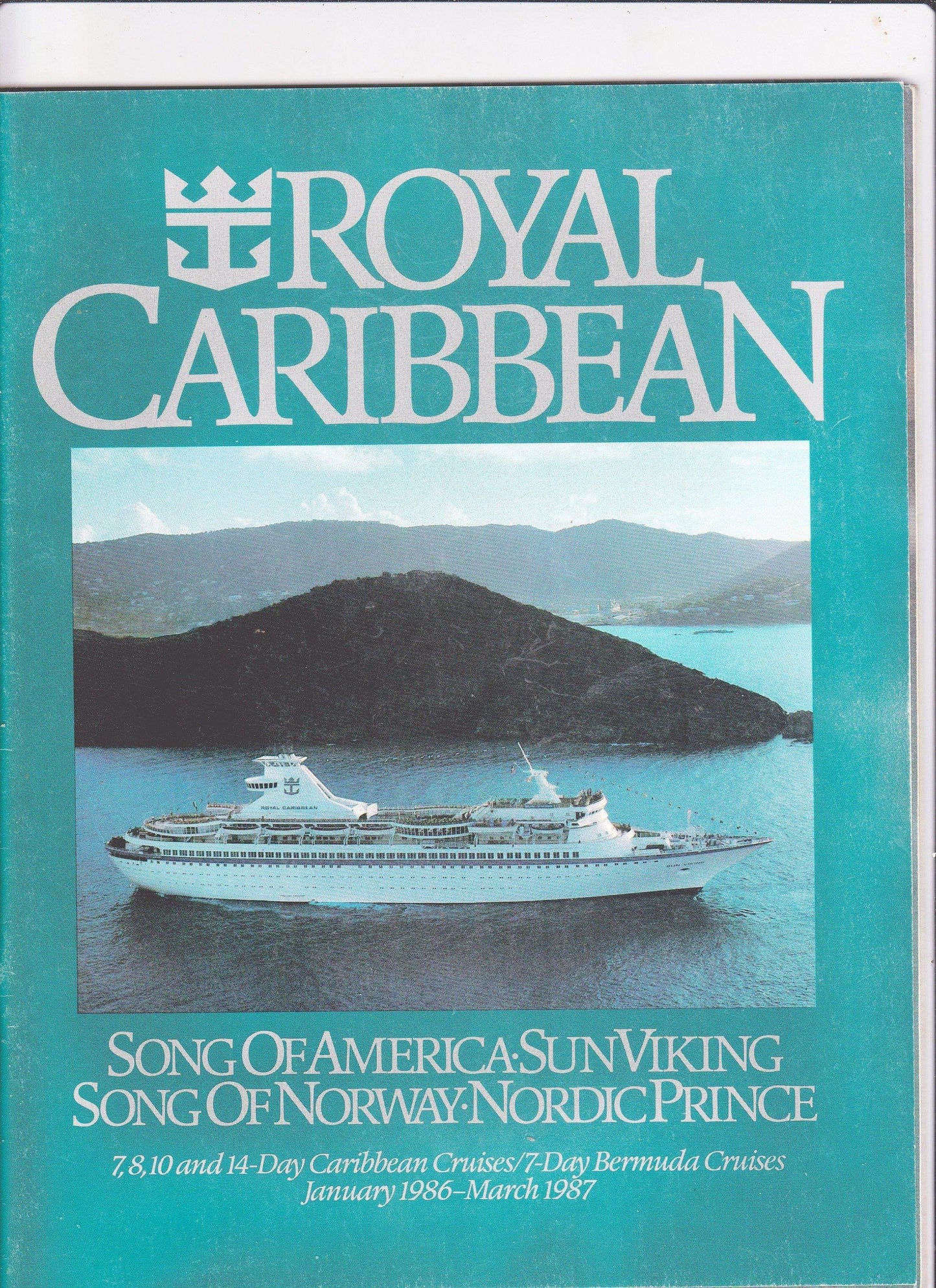 Royal Caribbean Cruise Line 1986-87 Caribbean Bermuda Brochure Sun Viking Nordic Prince Song of Norway Song of America - TulipStuff