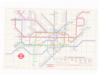 London Transport Underground Map and Tube Station Index Pocket Map 1974 No 1 - TulipStuff