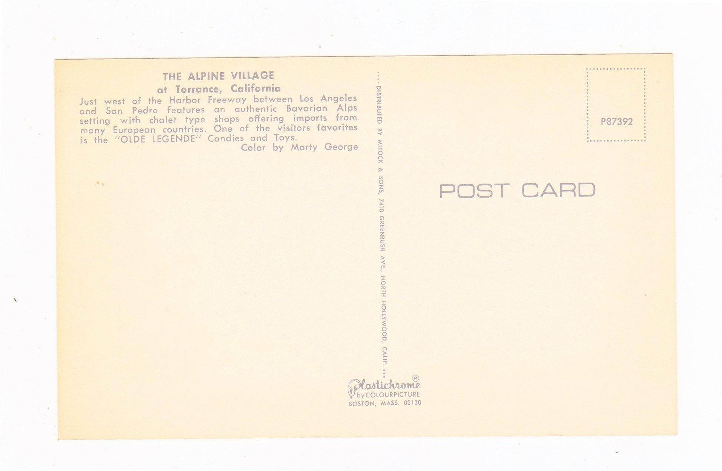 Alpine Village Torrance California 1970's Postcard - TulipStuff