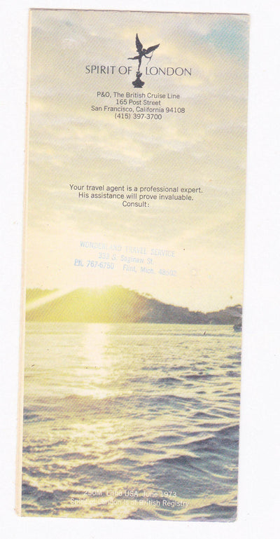 P&O The British Cruise Line Spirit of London 1973-1974 Mexico and Party Cruising Brochure - TulipStuff