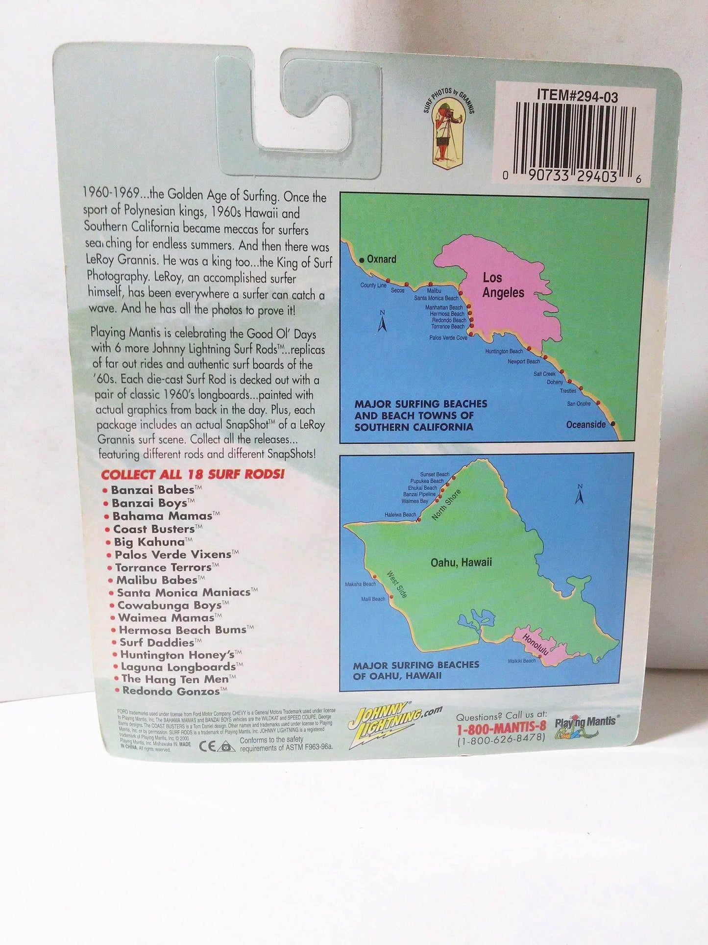 Johnny Lightning Surf Rods Banzai Boys #758 Speed Coupe Diecast Carwith Surfboards 2000 - TulipStuff