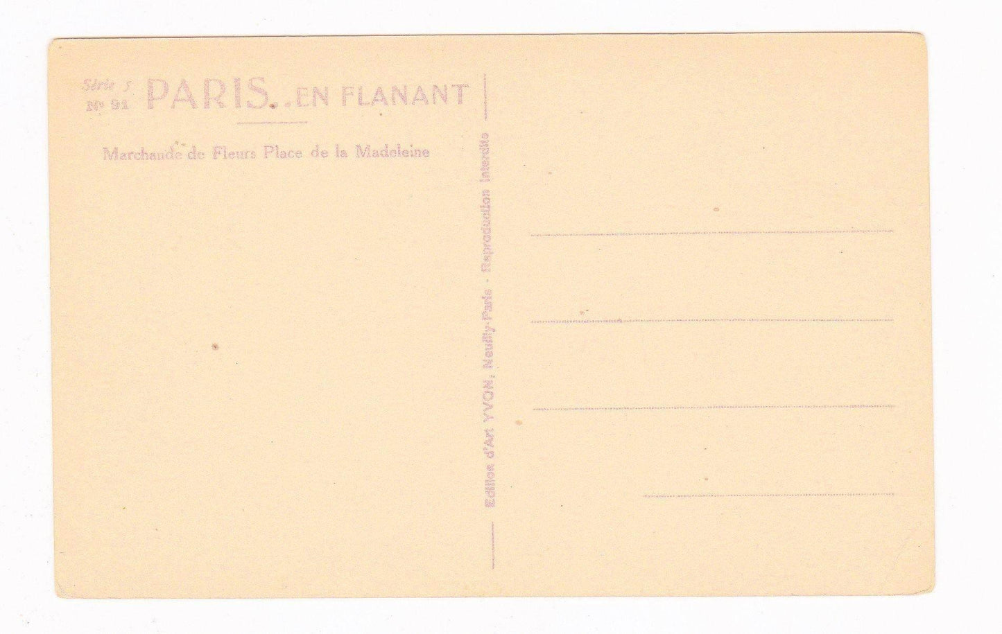 Marchaude de Fleurs Place de la Madelaine Flower Merchant Paris France Postcard 1920's - TulipStuff