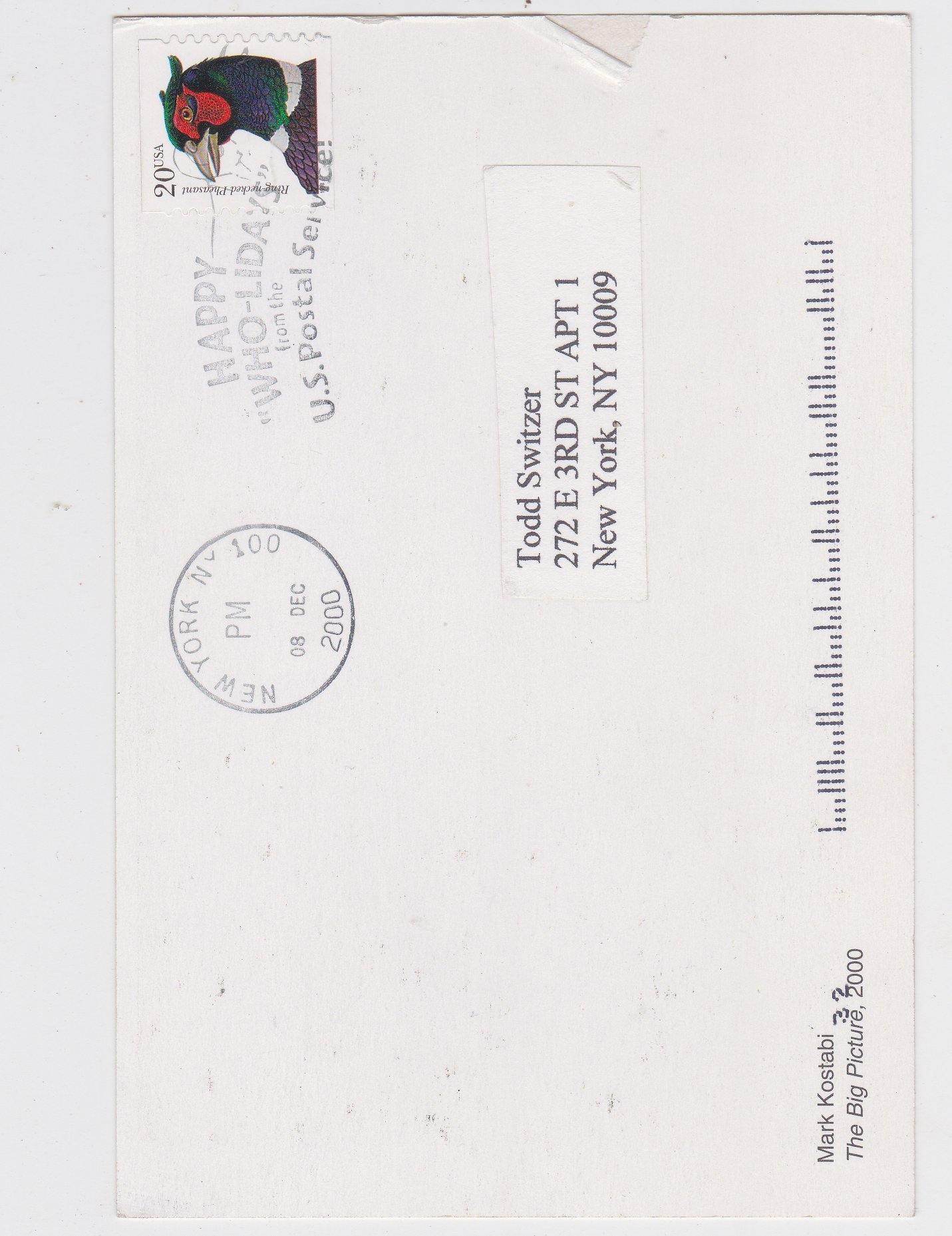 Mark Kostabi Art Exhibit At Roger Smith Gallery Advertising Postcard 2000 - TulipStuff