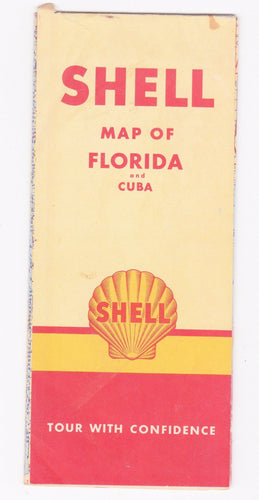 Vintage Shell Oil Map of Florida and Cuba 1947 - TulipStuff
