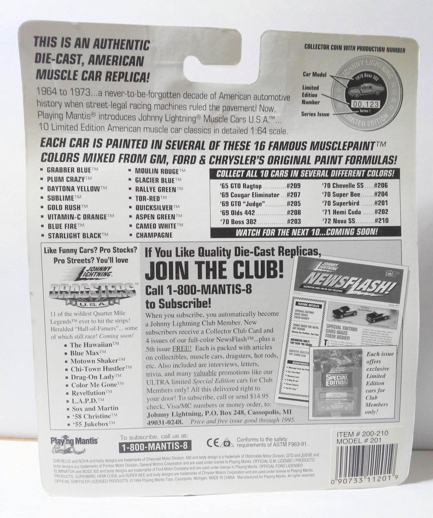 Johnny Lightning Muscle Cars USA 1970 Plymouth Superbird Limited Edition Vintage Diecast Car - TulipStuff