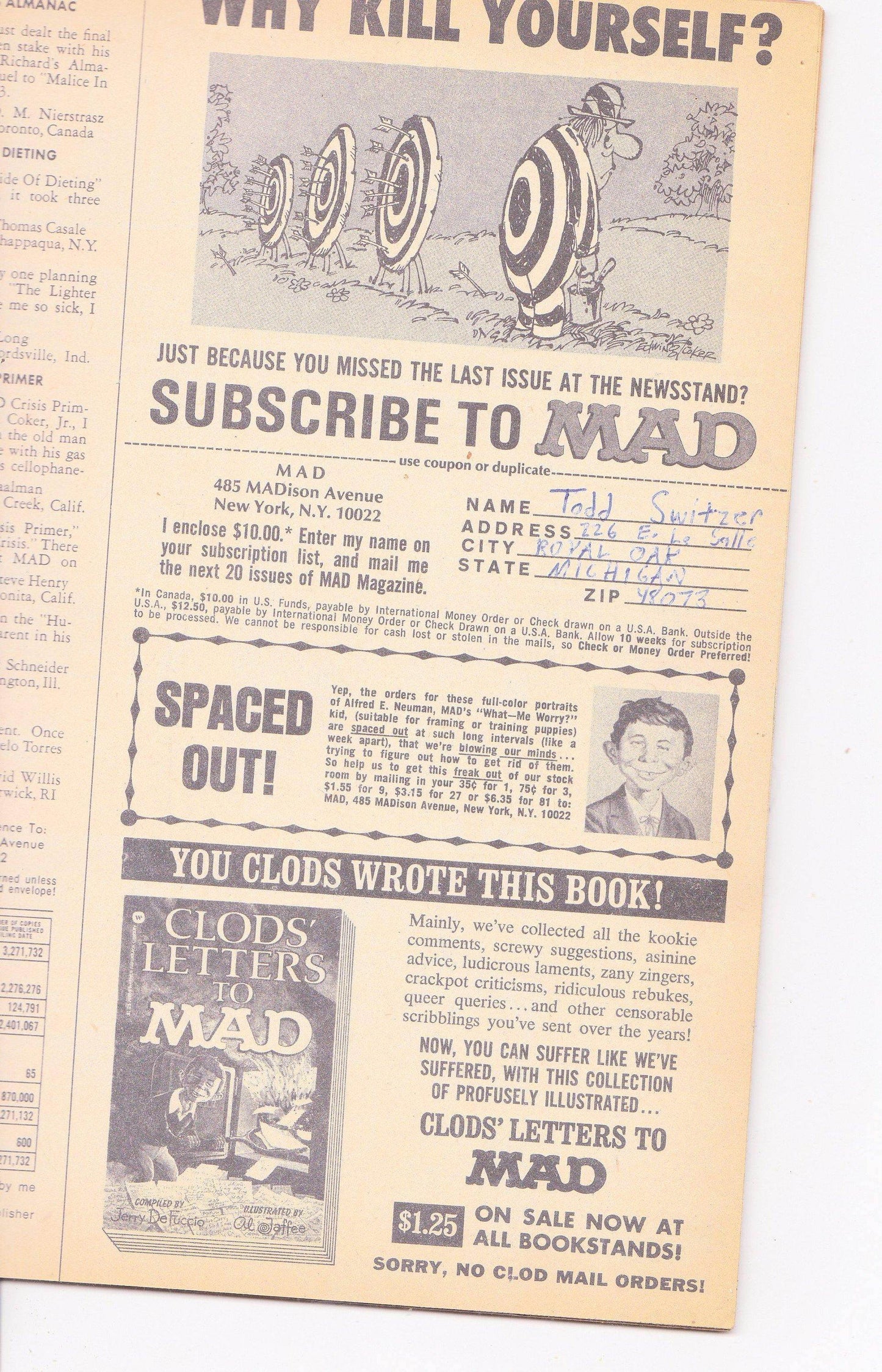 Mad Magazine 173 March 1975 Chinatown Kojak Satire Parody Humor Magazine Spy vs Spy Alfred E Neuman - TulipStuff