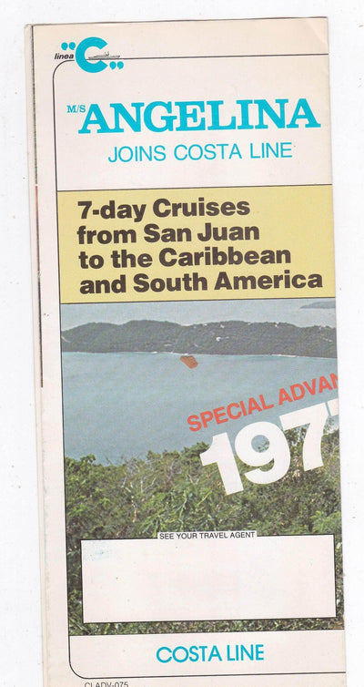 Costa Line ms Angelina 1977-78 Caribbean South America Cruise Brochure - TulipStuff