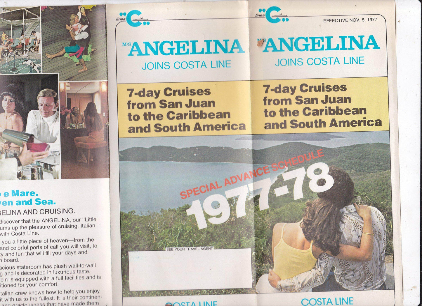 Costa Line ms Angelina 1977-78 Caribbean South America Cruise Brochure - TulipStuff
